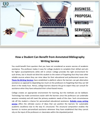 How a Student Can Benefit from Annotated Bibliography Writing Service