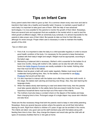 Tips on Infant Care