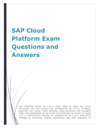 SAP Cloud Platform Exam Questions and Answers