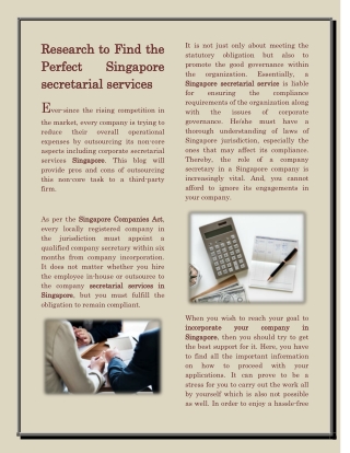 Research to Find the Perfect Singapore secretarial services