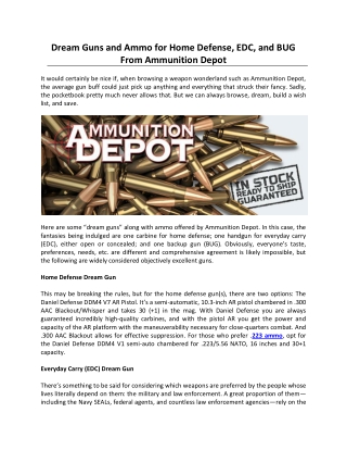 Dream Guns and Ammo for Home Defense, EDC, and BUG From Ammunition Depot