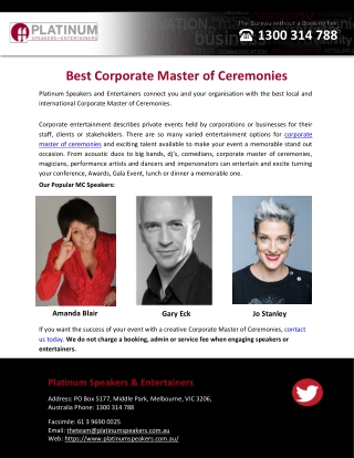 Best Corporate Master of Ceremonies