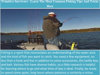 Primitive Survivors - Learn The Most Common Fishing Tips And Tricks Here