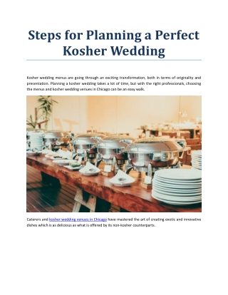 Steps for Planning a Perfect Kosher Wedding