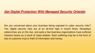 Get Digital Protection With Managed Security Orlando