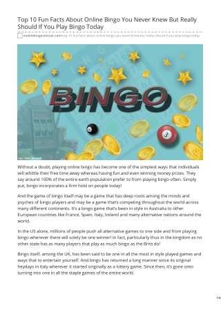 Top 10 Fun Facts About Online Bingo You Never Knew But Really Should If You Play Bingo Today