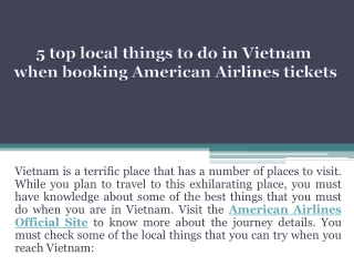 5 Top Local Things to Do In Vietnam When Booking American Airlines Tickets