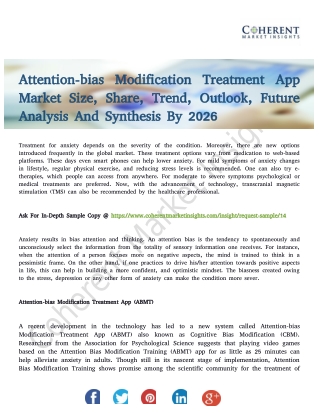 Attention-bias Modification Treatment App Market Opportunities in Grooming Regions By 2026