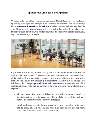 Optimize your Office Space for Ergonomics