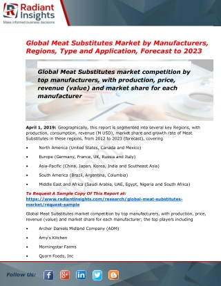 Meat Substitutes Market Size, Region, Supply & Demand by 2023| Archer Daniels Midland,Amy's Kitchen