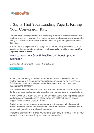 5 Signs That Your Landing Page Is Killing Your Conversion Rate