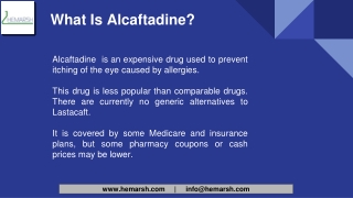 What Is Alcaftadine? | Usage Of Alcaftadine | Hemarsh Technologies