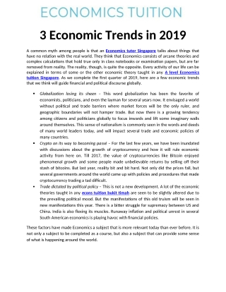 3 Economic Trends in 2019