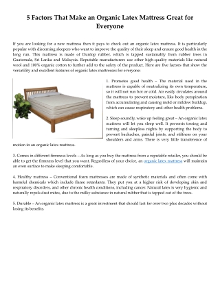 5 Factors That Make an Organic Latex Mattress Great for Everyone