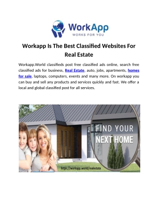 Workapp Is The Best Classified Websites For Real Estate