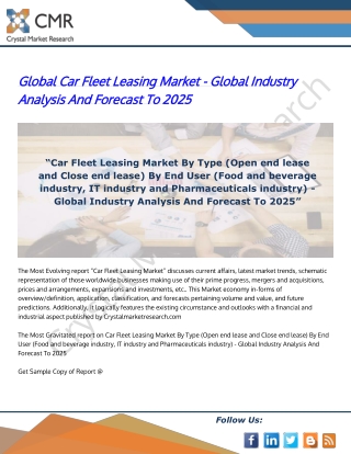 Global car fleet leasing market - Global Industry Analysis And Forecast To 2025