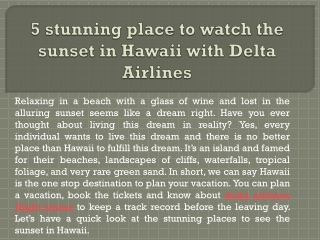 5 stunning place to watch the sunset in Hawaii with Delta Airlines