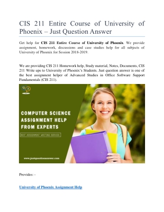 CIS 211 Entire Course of University of Phoenix – Just Question Answer