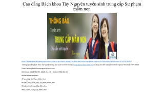 Cao đẳng Bách khoa Tây Nguyên tuyển sinh trung cấp Sư phạm mầm non