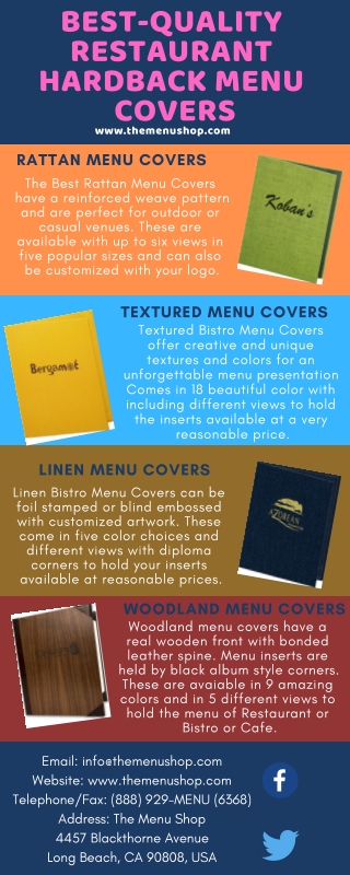 Top Quality Hardback Menu Covers | Restaurant Menu Covers