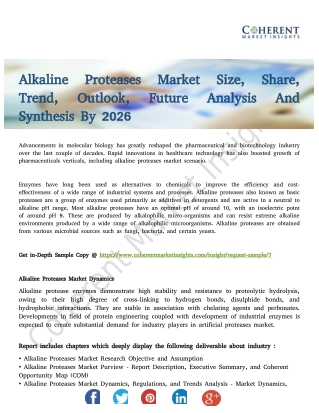 Alkaline Proteases Market Current and Future Growth Forecast to 2026