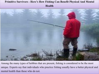 Primitive Survivors - Here’s How Fishing Can Benefit Physical And Mental Health