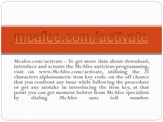 MCAFEE.COM/ACTIVATE- DOWNLOAD ANTIVIRUS