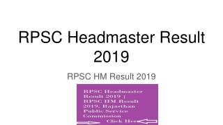 RPSC Headmaster Result 2019