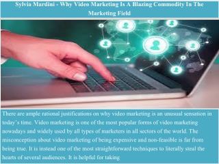 Sylvia Mardini - Why Video Marketing Is A Blazing Commodity In The Marketing Field