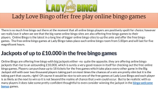 Lady Love Bingo offer free play online bingo games