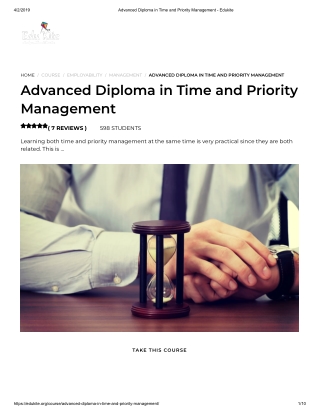 Advanced Diploma in Time and Priority Management - Edukite