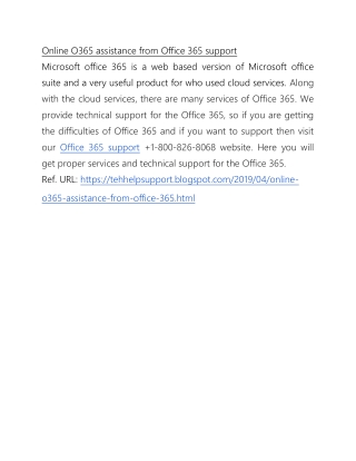 Online O365 assistance from Office 365 support