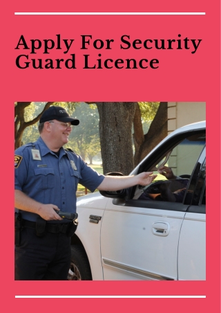 Apply For Security Guard Licence