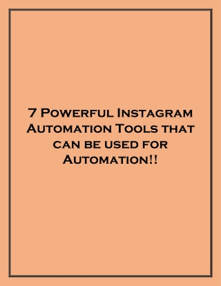 Top Instagram Automation Tools!!