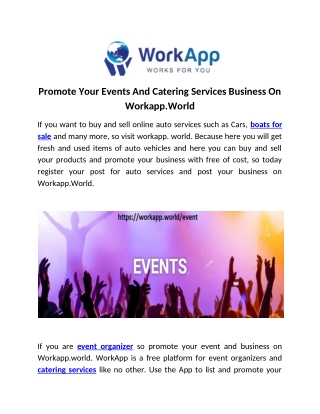 Promote Your Events And Catering Services Business On Workapp.World