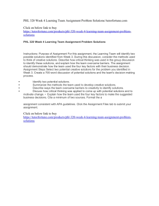 PHL 320 Week 4 Learning Team Assignment Problem Solutions//tutorfortune.com