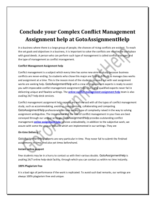 Conflict Management Assignment Help Online | GotoAssignmentHelp