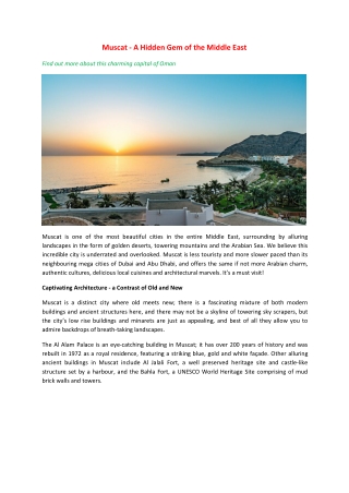 Muscat - A Hidden Gem of the Middle East
