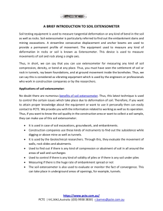 A BRIEF INTRODUCTION TO SOIL EXTENSOMETER