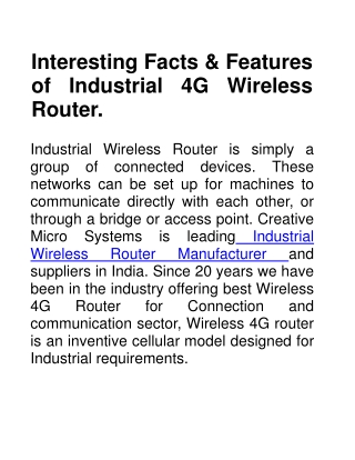 Interesting Facts & Features of Industrial 4G Wireless Router.