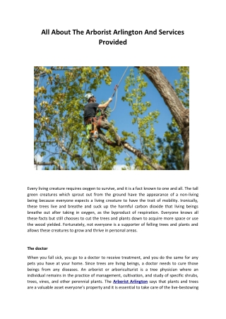 All about the arborist arlington and services provided converted