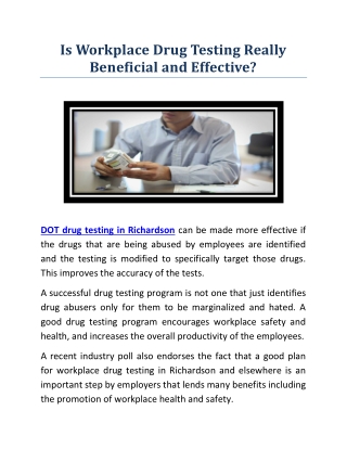 Is workplace drug testing really beneficial and effective