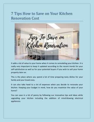7 Tips How to Save on Your Kitchen Renovation Cost