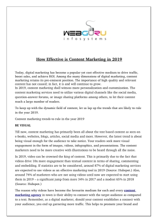 How Effective is Content Marketing in 2019