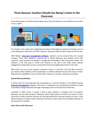 Three Reasons Teachers Should Use Netop’s Vision in the Classroom