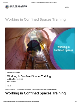 Working in Confined Spaces Training - One Education