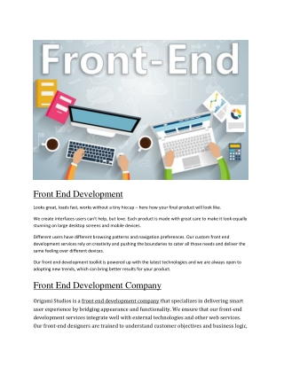 Front End Development Services