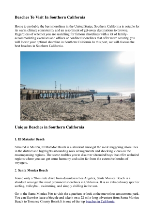 Beaches to visit in Southern California