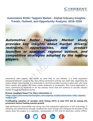 Automotive Roller Tappets Market - Global Industry Insights, Trends, Outlook, and Opportunity Analysis, 2018–2026
