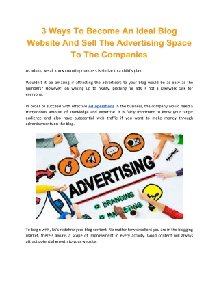 3 Ways To Become An Ideal Blog Website And Sell The Advertising Space To The Companies